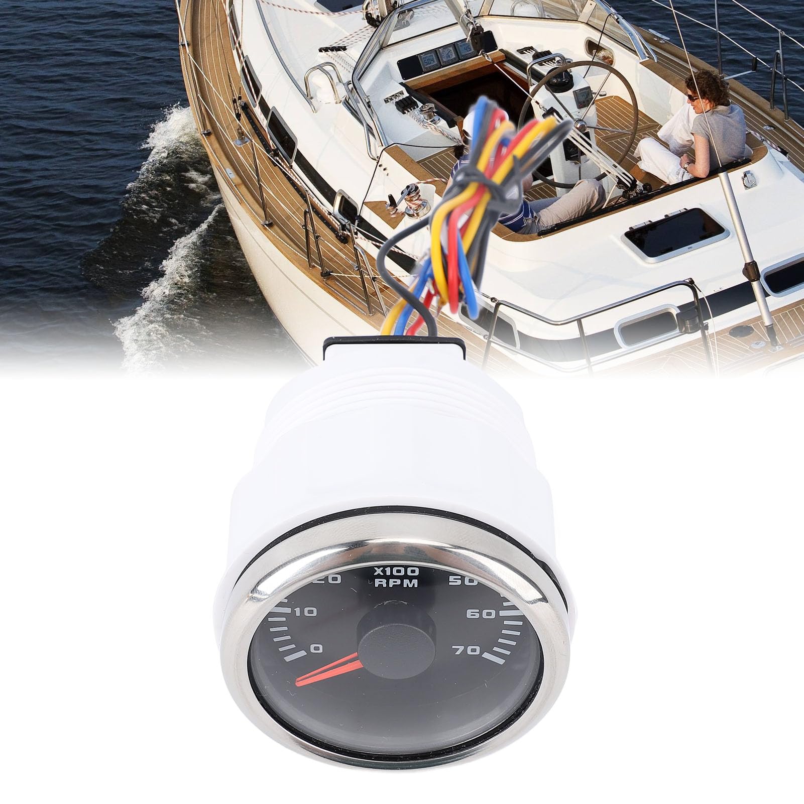 Amazon.co.jp: 車RPMゲージ52mm 7000RPM時間メーター付きタコメーター7